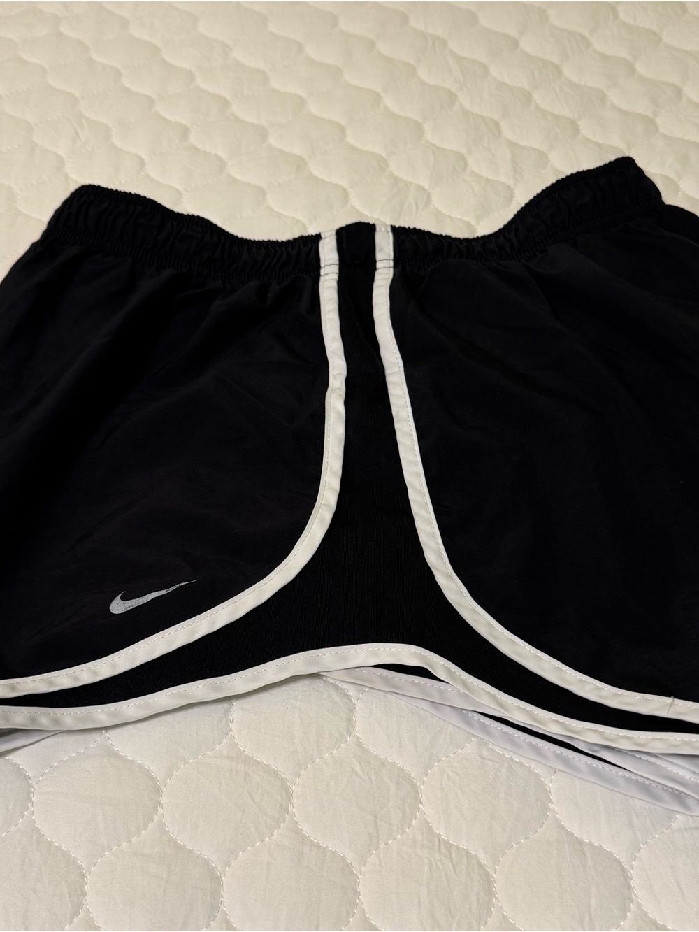Nike Women’s Black Tempo Shorts with White Piping